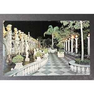 Vintage Kapok Tree Inn North Garden at Night Clearwater FL - Vintage Postcard
